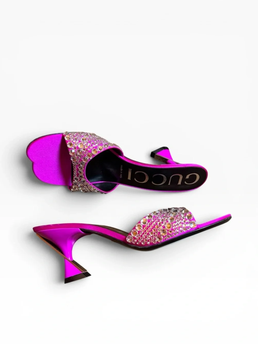 GUCCI Galactica Mules Fuchsia Crystal Embellished Sculptural Heel EU 36.5 US 6.5 - Picture 9 of 16